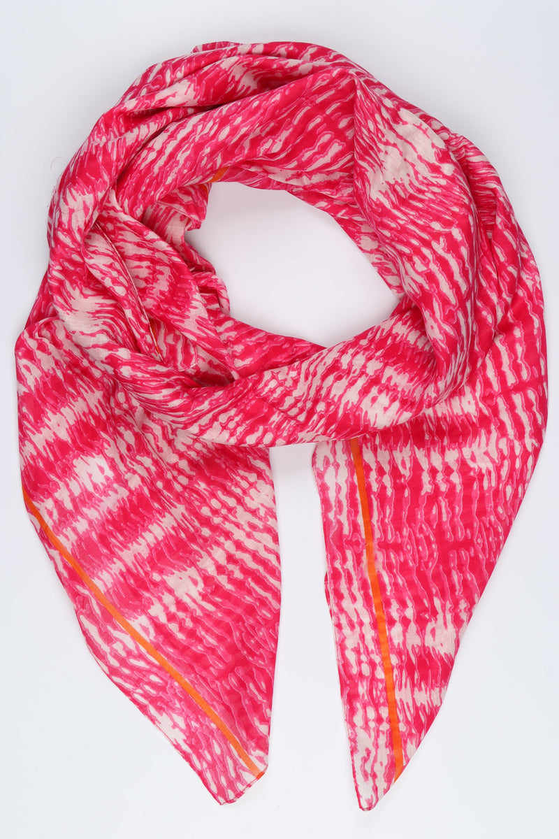 Pink - Shibori Tie-Dye Cotton Scarf