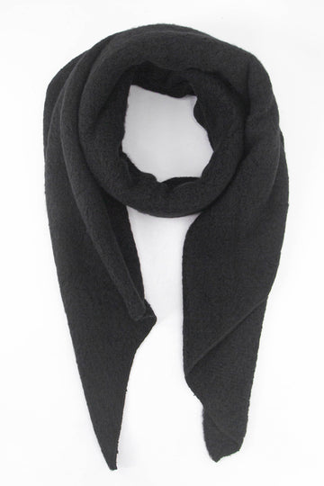 plain black knitted acrylic asymmetric winter scarf