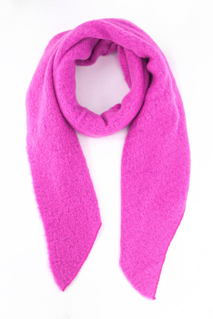 plain hot pink knitted acrylic asymmetric winter scarf