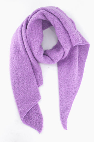 plain lilac knitted acrylic asymmetric winter scarf