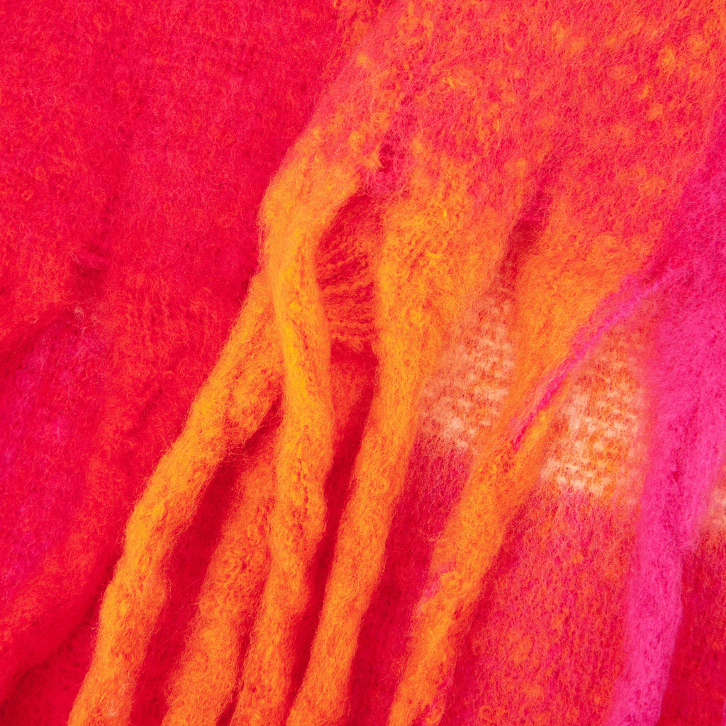 close up of the soft viscose knitted material of the winter blanket scarf