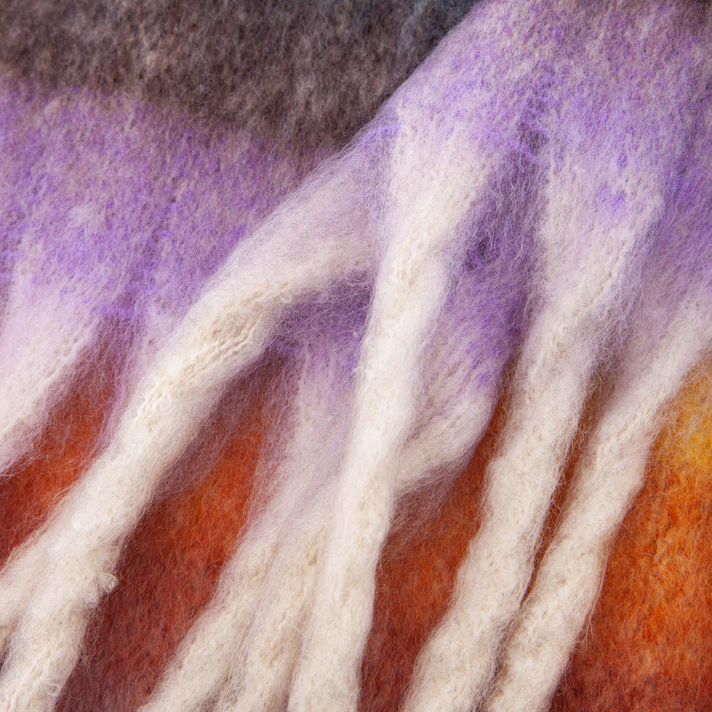 close up of the soft viscose knitted material of the winter blanket scarf