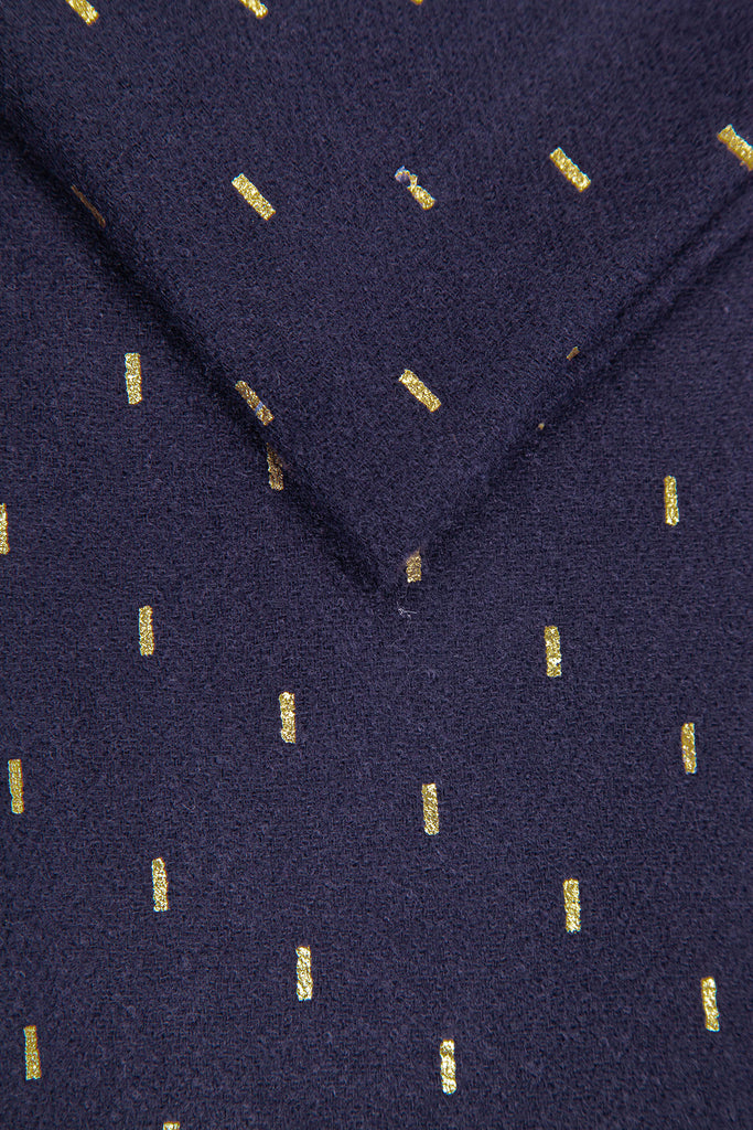 close up of the navy blue and gold foil pattern