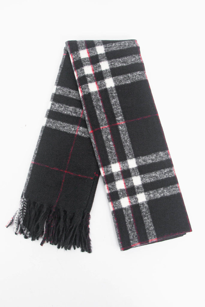 showing the scarf folded while laying flat, the traditional check pattern is highlighted.