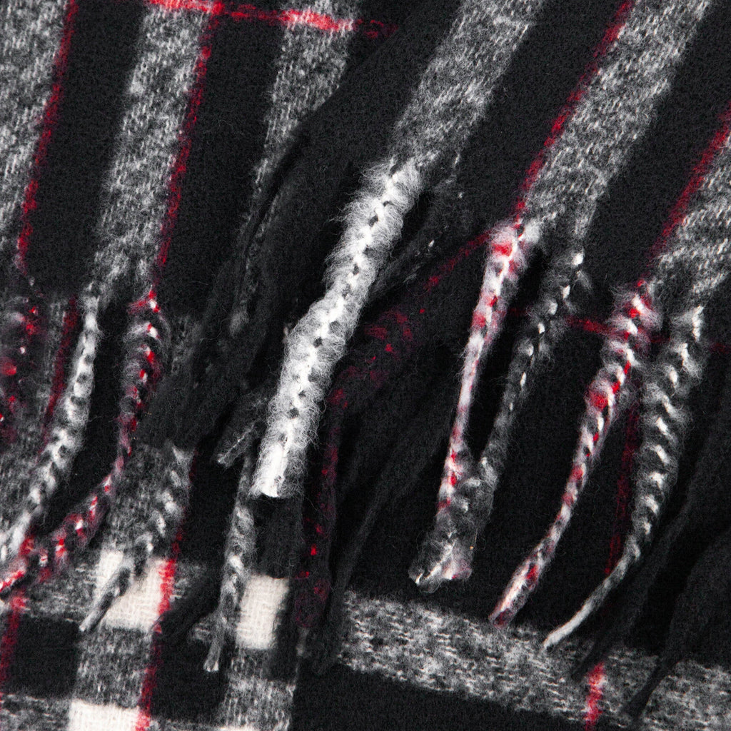 close up of the soft viscose knitted material of the winter blanket scarf