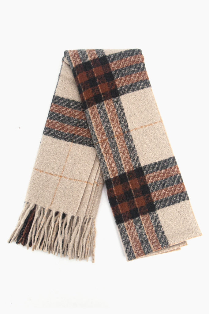 showing the scarf folded while laying flat, the traditional check pattern is highlighted.