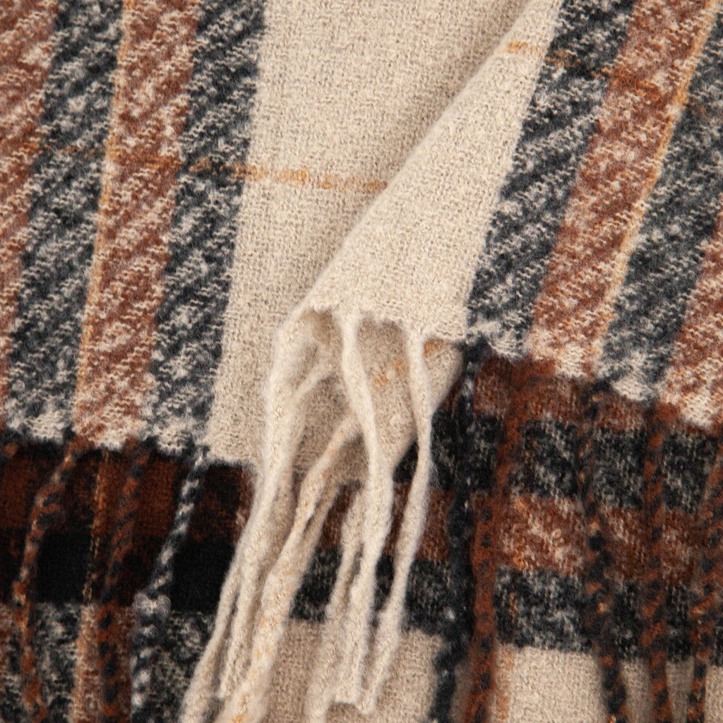 close up of the soft viscose knitted material of the winter blanket scarf