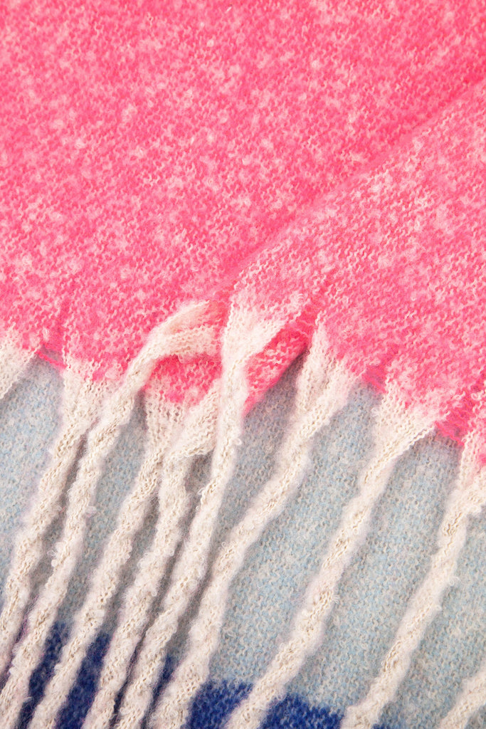 close up of the soft viscose knitted material of the winter blanket scarf