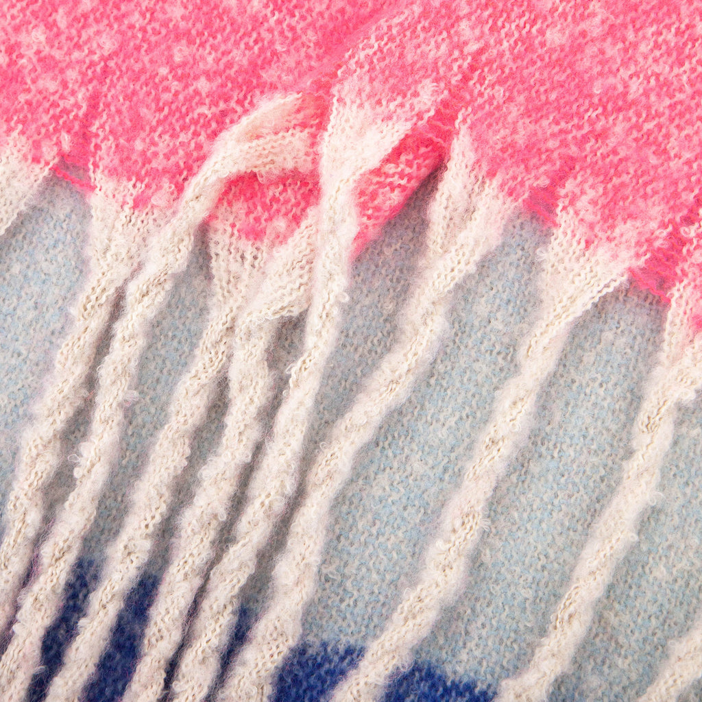 close up of the soft viscose knitted material of the winter blanket scarf