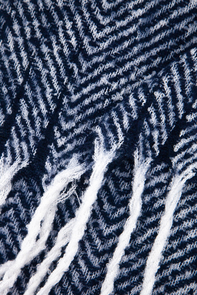 close up of the soft viscose knitted material of the winter blanket scarf