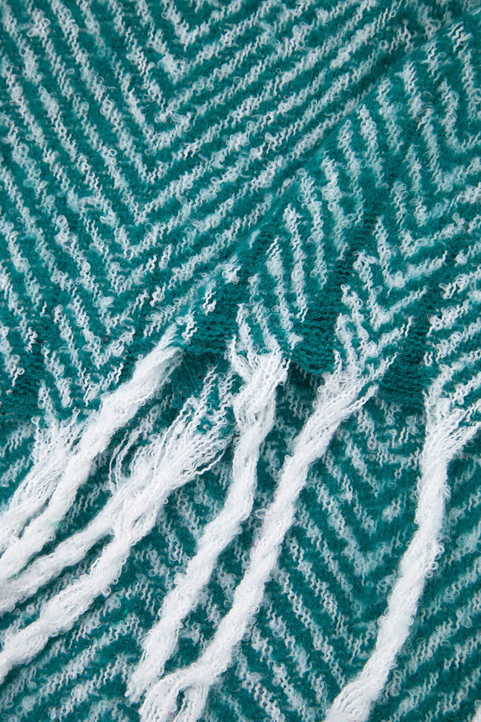 close up of the soft viscose knitted material of the winter blanket scarf