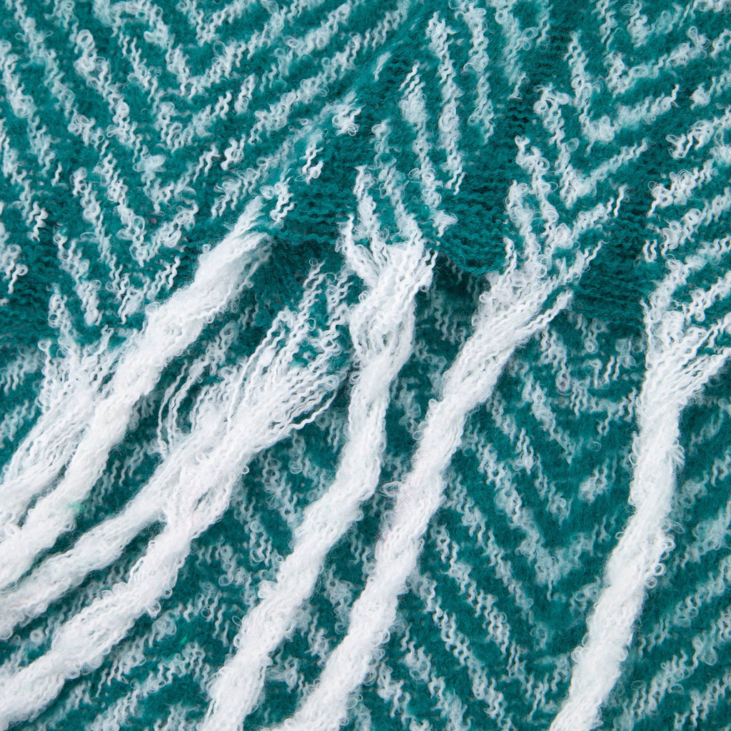 close up of the soft viscose knitted material of the winter blanket scarf