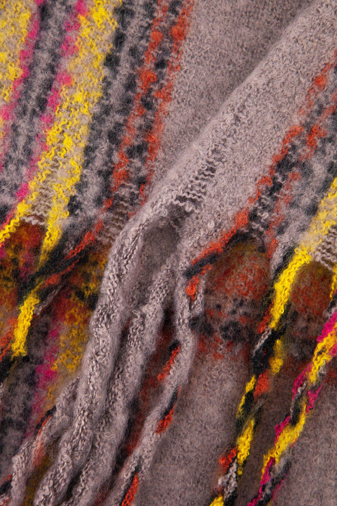 close up of the soft viscose knitted material of the winter blanket scarf