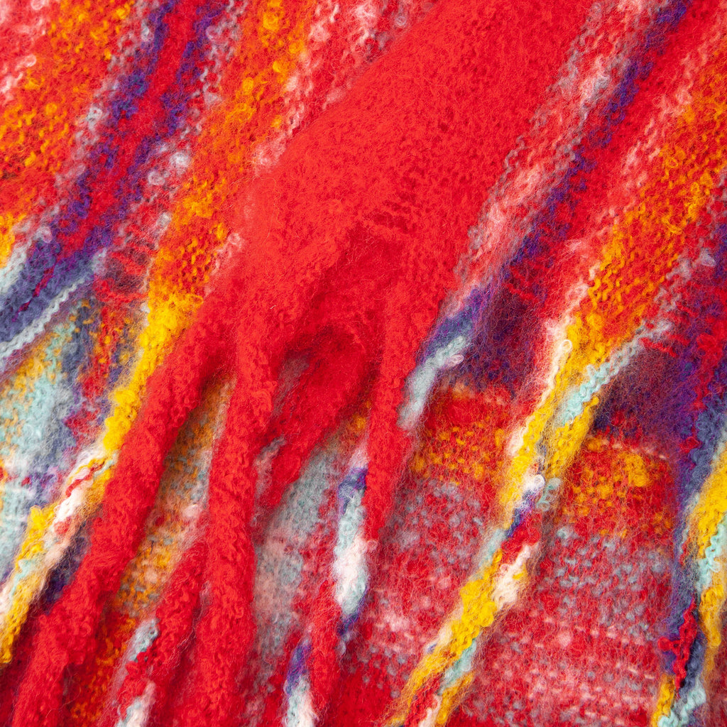 close up of the soft viscose knitted material of the winter blanket scarf