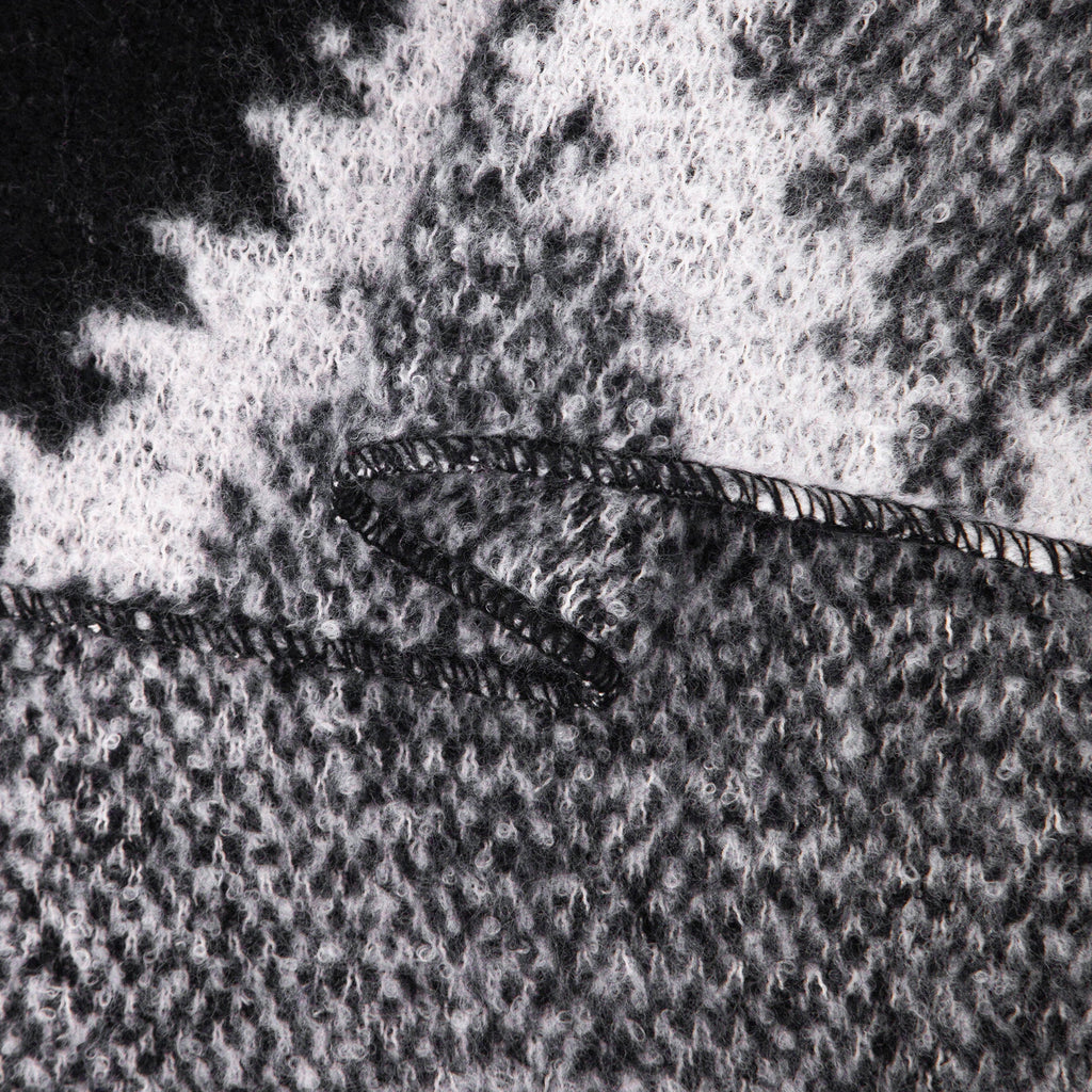 close up of the soft viscose knitted material of the winter blanket scarf