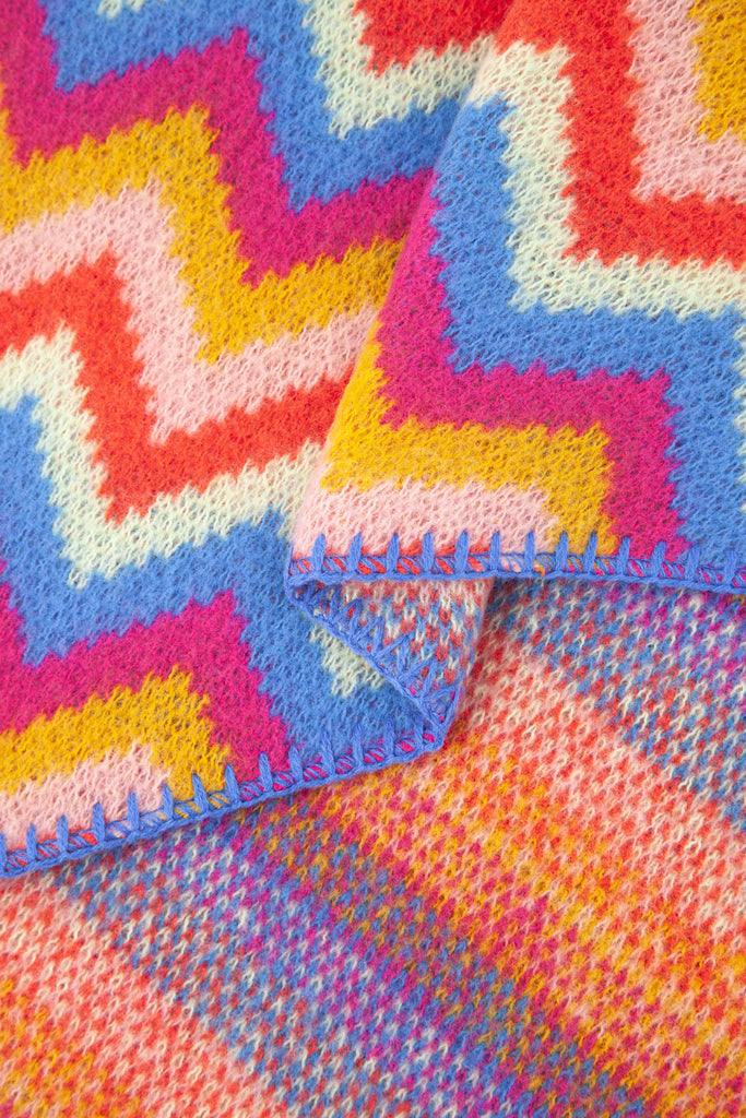 close up of the soft viscose knitted material of the winter blanket scarf