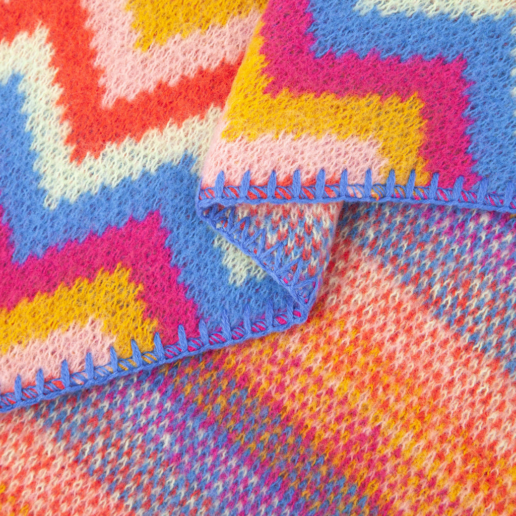 close up of the soft viscose knitted material of the winter blanket scarf