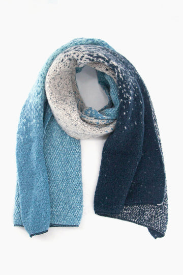 blue ombre colour block winter scarf