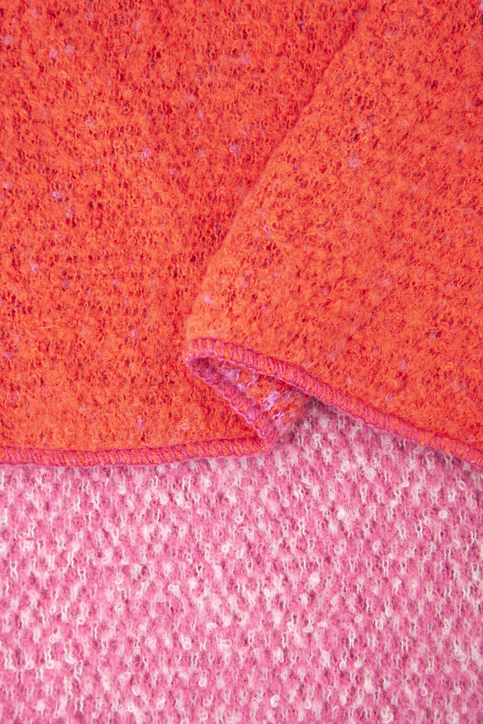 close up of the soft viscose knitted material of the winter blanket scarf