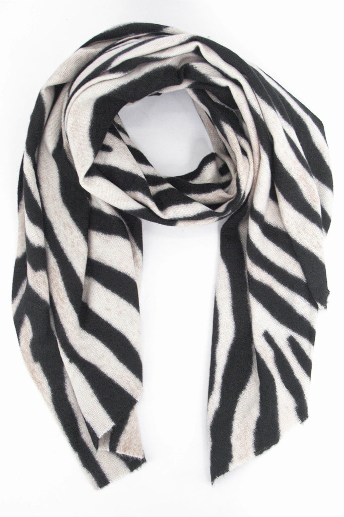 white and black zebra print lightweight scarf