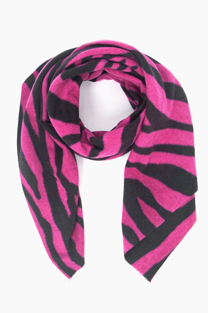 fuchsia pink and black zebra print lightweight scarf