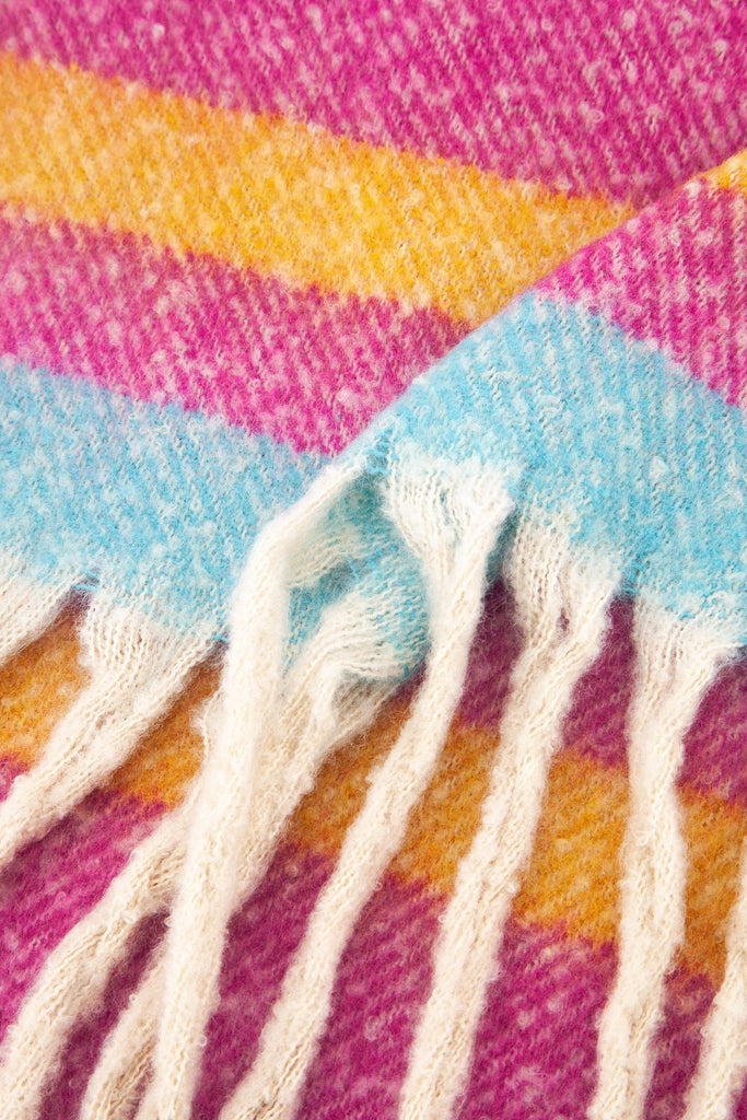 close up of the soft viscose knitted material of the winter blanket scarf