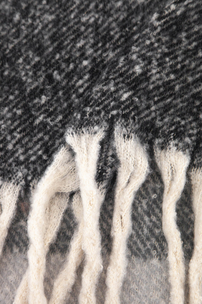 close up of the soft viscose knitted material of the winter blanket scarf