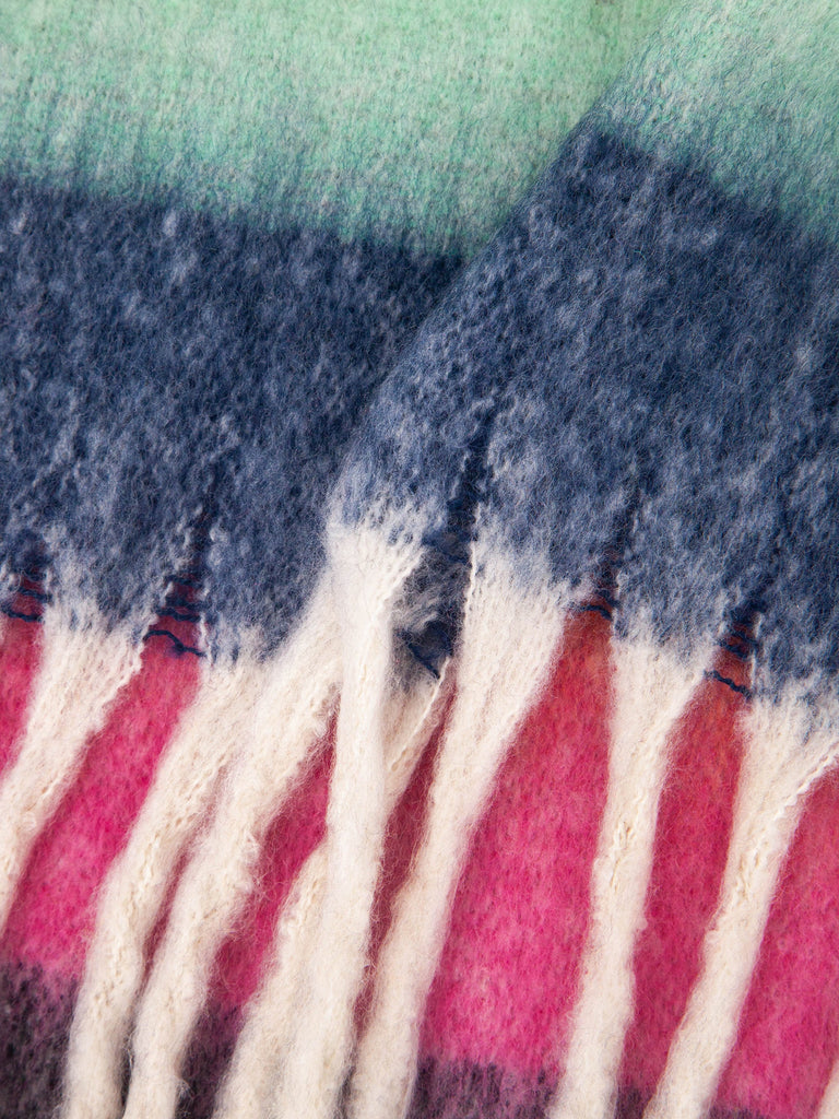 close up of the soft viscose knitted material of the winter blanket scarf