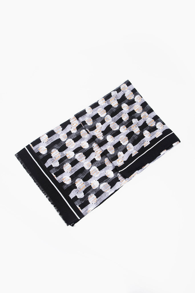 lightweight-scarf-black-gold-spots-metallic-folded