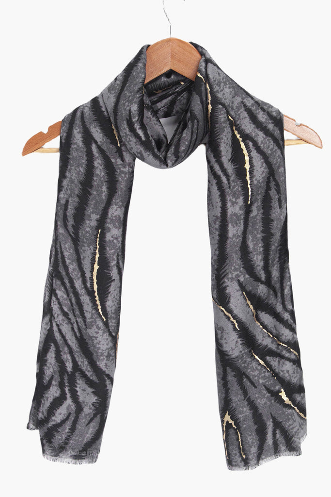 annika-grey-tiger-stripe-lightweight-scarf-draped-coat-hanger