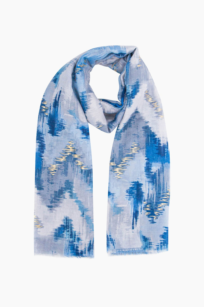 rumi-lightweight-scarf-blue-glitter-ikat-print-watercolour-sparkle