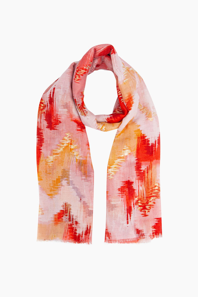 rumi-lightweight-scarf-red-glitter-ikat-print-watercolour-sparkle