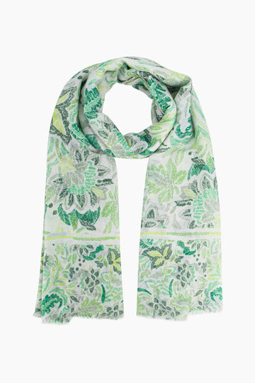 murphy-lightweight-scarf-green-paisley-floral-laying-flat