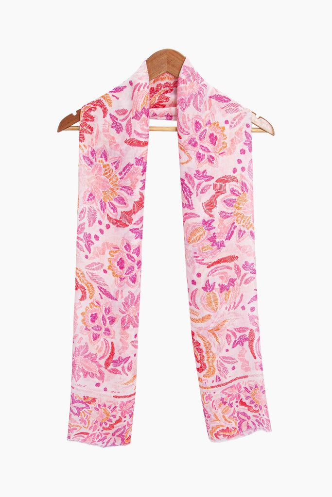 murphy-lightweight-scarf-pink-paisley-floral-draped-around-a-coat-hanger