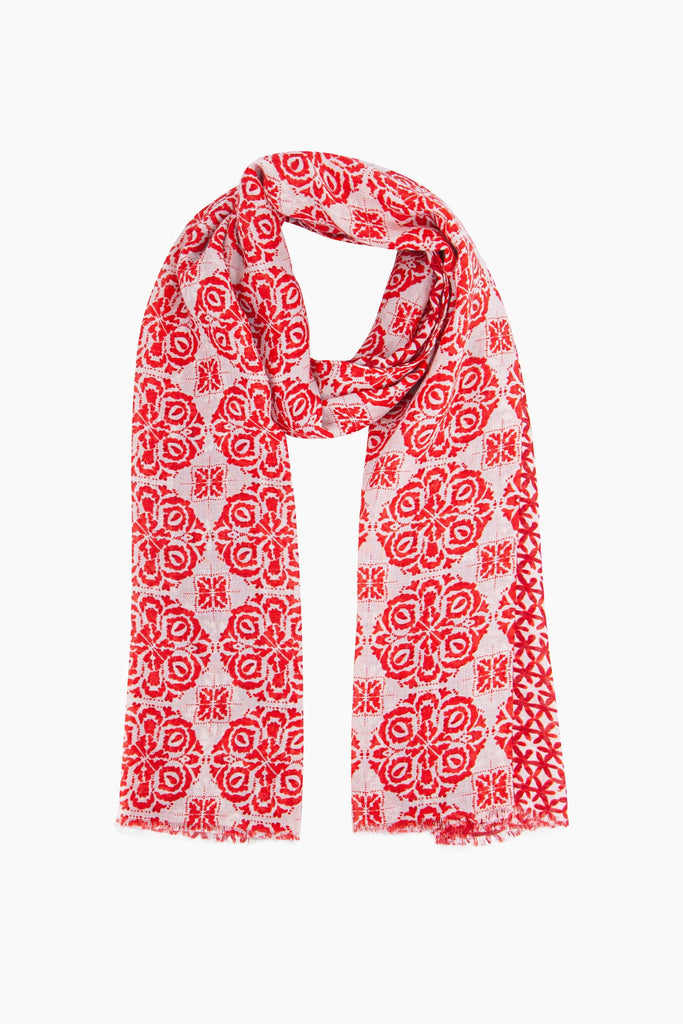 marcie-lightweight-scarf-red-floral-mosaic-large-tile-pattern