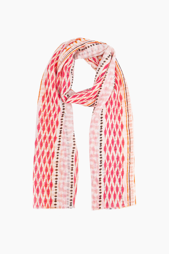 madeline-lightweight-scarf-pink-boho-geometric-laying-flat