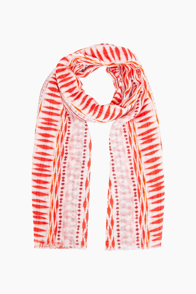 madeline-lightweight-scarf-red-boho-geometric-laying-flat