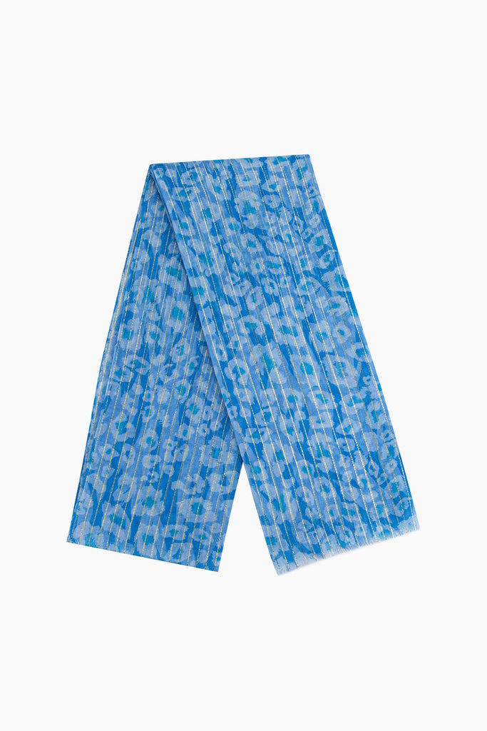 mika-lightweight-scarf-blue-leopard-folded-metallic-pinstripe