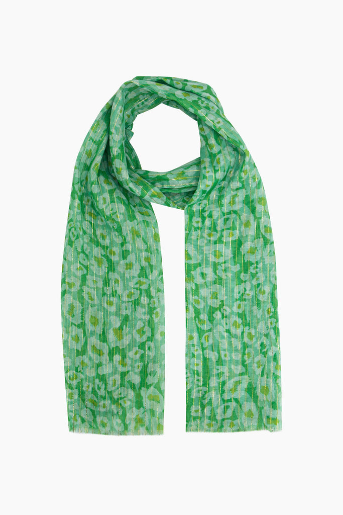 mika-lightweight-scarf-green-leopard-print-gold-pinstripe