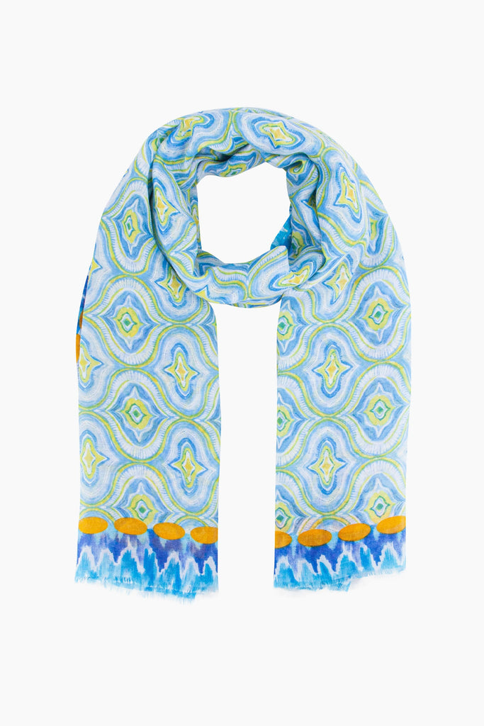 bree-lightweight-scarf-blue-moroccan-tiles-yellow-dotted-border-trim