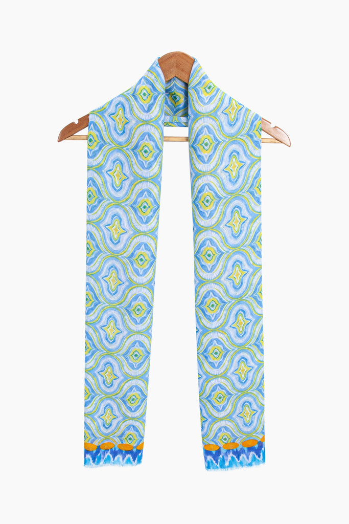bree-lightweight-scarf-blue-moroccan-tiles-draped-around-coat-hanger