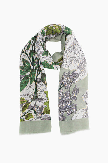 emery-lightweight-scarf-green-floral-print-botanical-leaves-flowers-bold-pattern