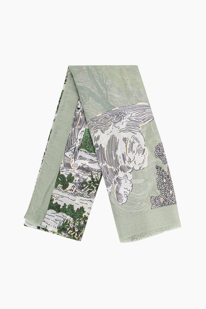 emery-lightweight-scarf-green-floral-print-folded-ornate-garden-botanic-pattern-bold-colourful