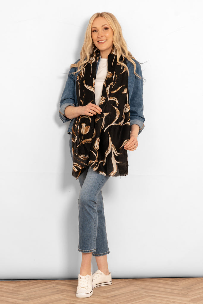 ashley-lightweight-scarf-black-large-floral-styled-on-model
