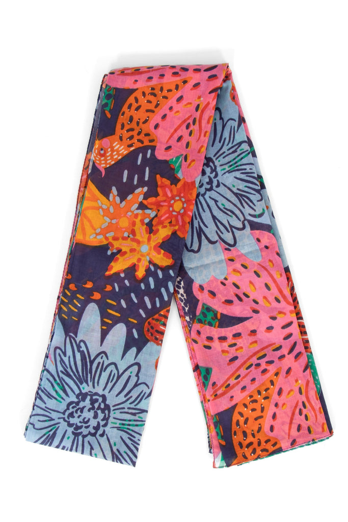 amara-lightweight-cotton-scarf-navy-blue-floral-jungle-print-multicoloured-bold-flowers-leaves