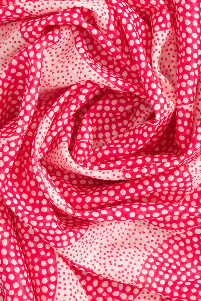 camille-lightweight-cotton-scarf-hot-pink-polka-dot-circles-close-up-soft-material-spots