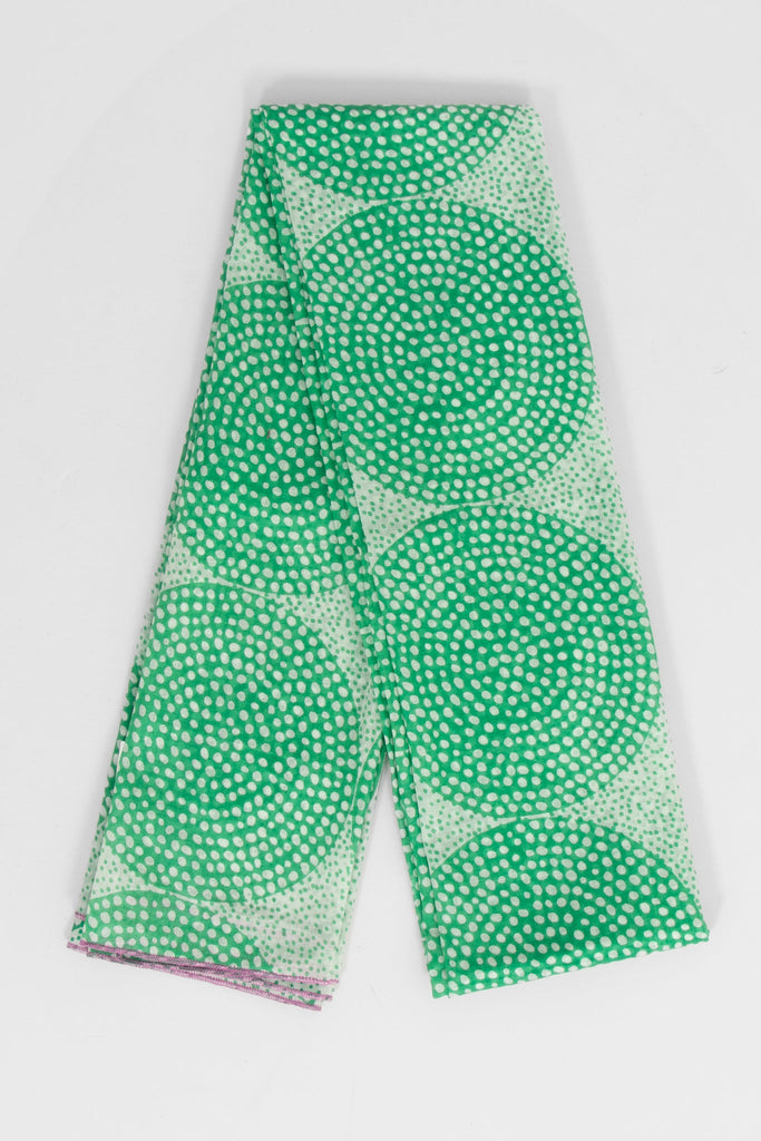 camille-lightweight-cotton-scarf-green-polka-dot-circles-folded-circluar-dots