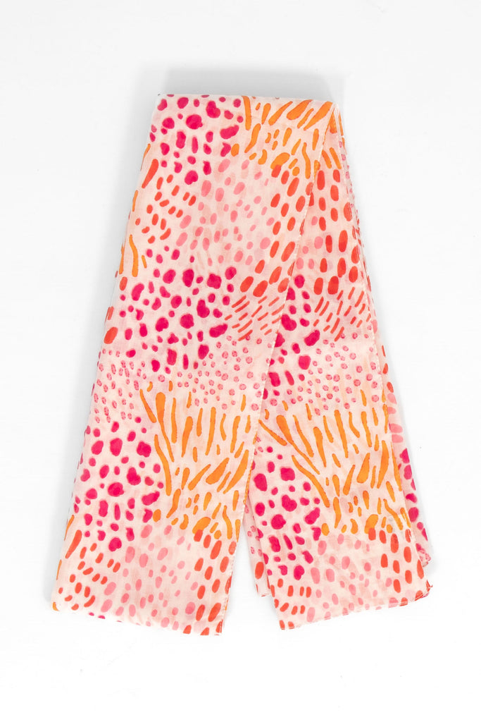 leilani-lightweight-cotton-scarf-pink-spotted-abstract-print-folded-summer-weight