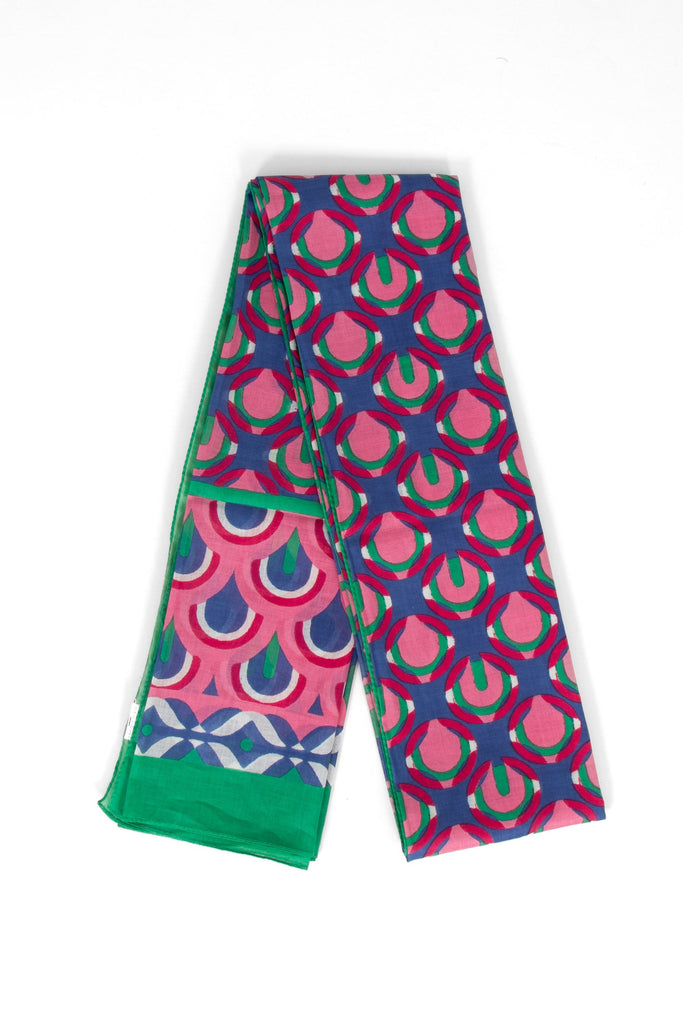 dahlia-lightweight-cotton-scarf-green-pink-retro-geometric-print-folded-summer-weight