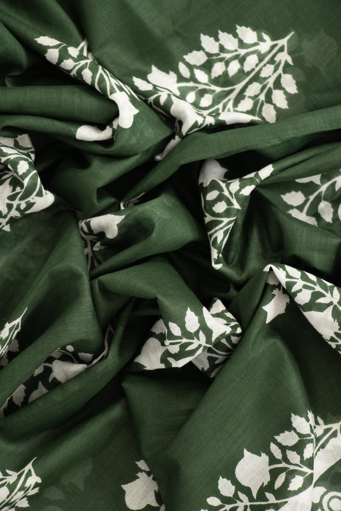 rue-lightweight-cotton-scarf-khaki-leaf-print-close-up-soft-material